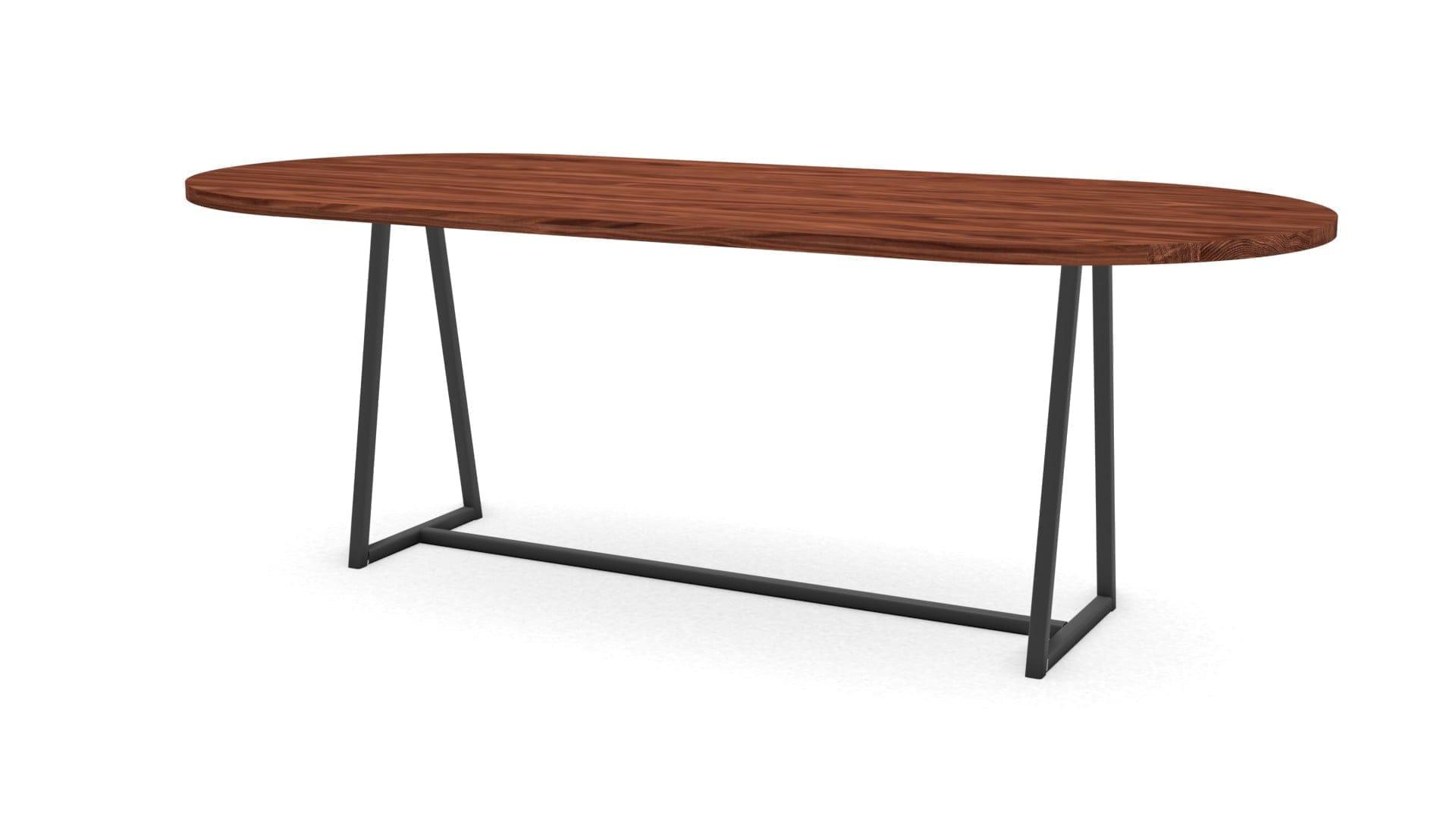 Halve cirkel notenhouten tafel Monaco staal