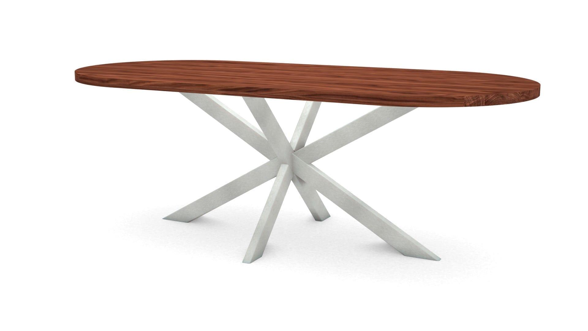 Halve cirkel notenhouten tafel Riga 80×40 RVS