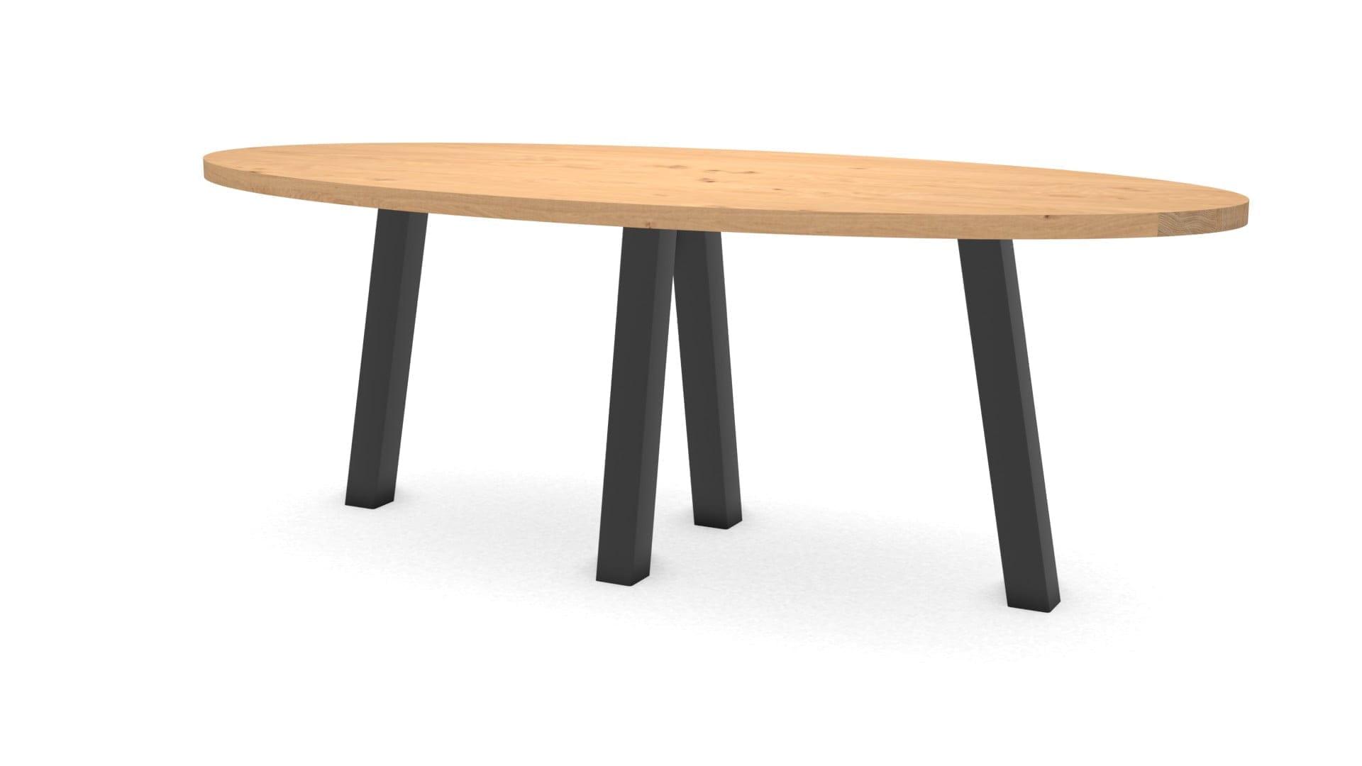 Ovale eikenhouten tafel Praag staal