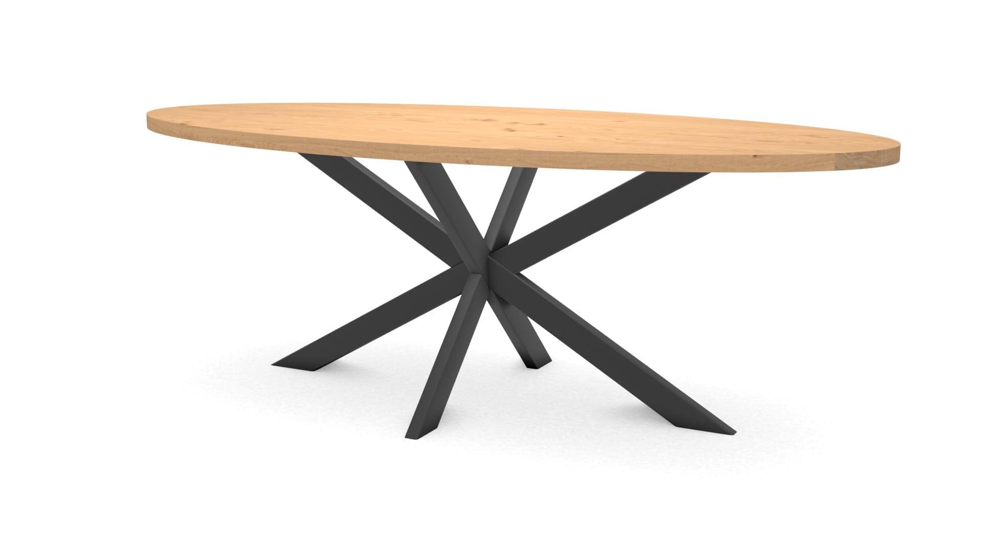 Ovale eikenhouten tafel Riga 80x40 staal - 1