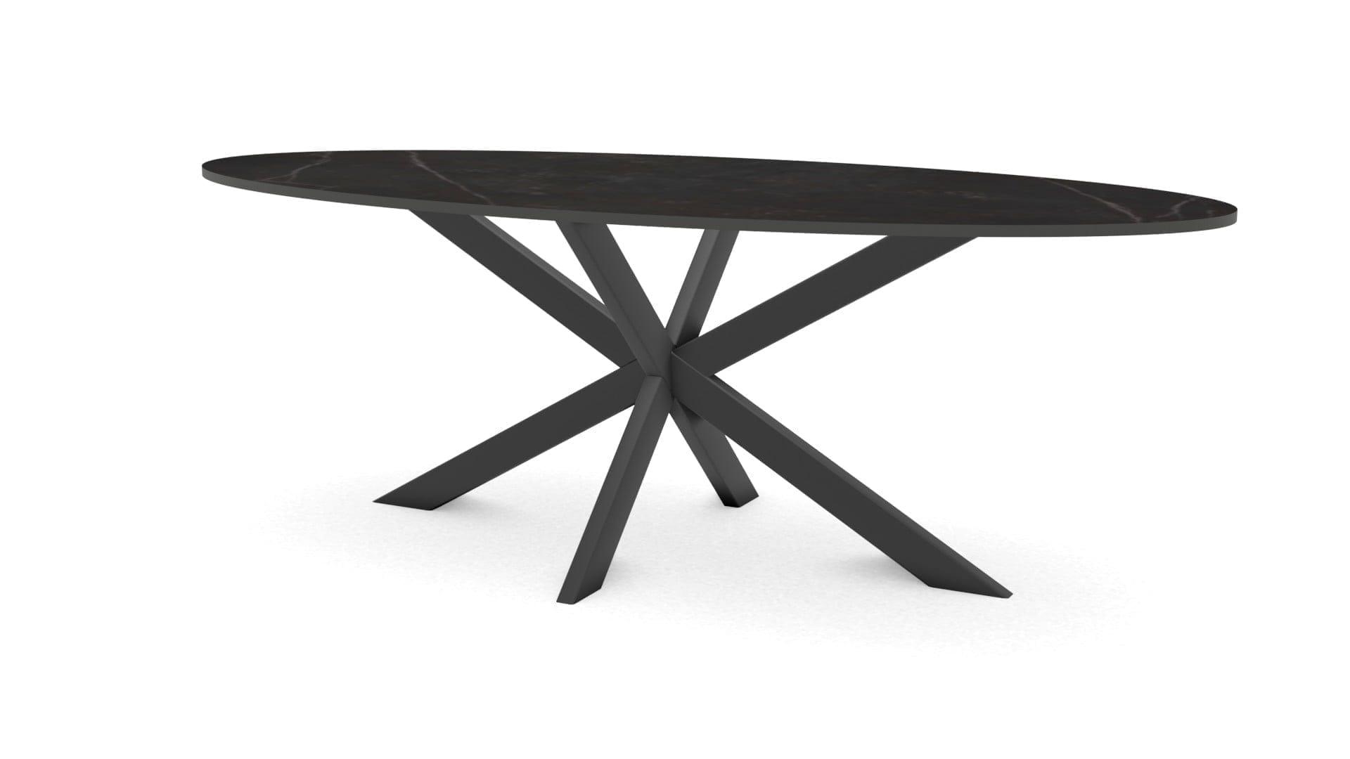 Ovale keramieken tafel Riga 80x40 staal - 1