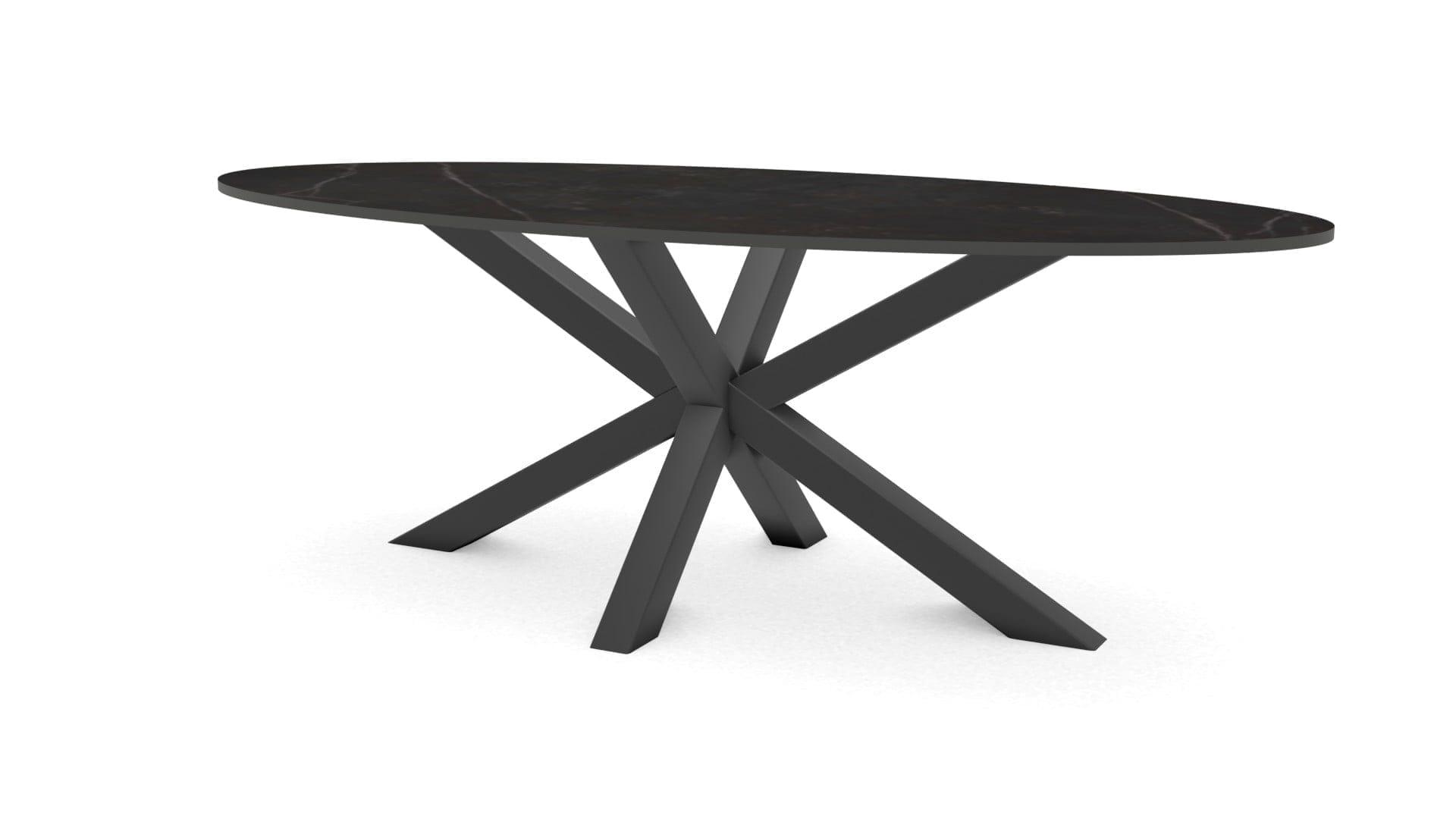 Ovale keramieken tafel Riga 80x80 staal - 1