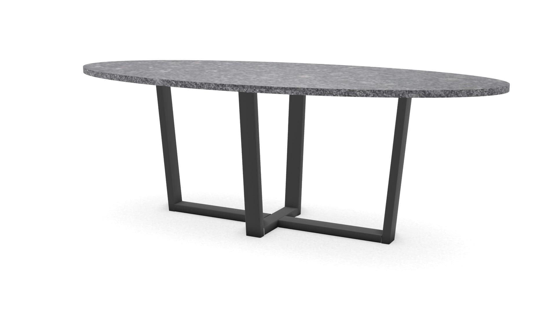 Ovale natuurstenen tafel Geneve staal