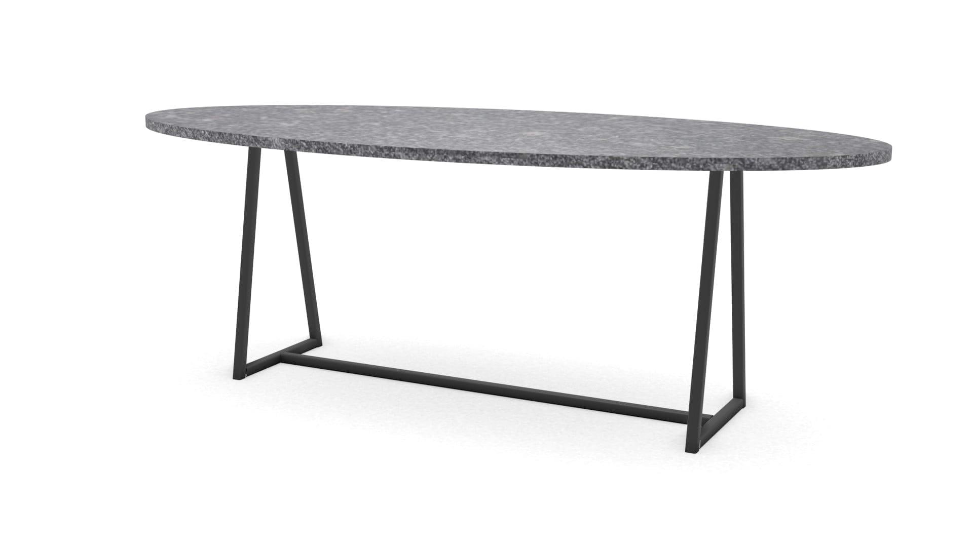 Ovale natuurstenen tafel Monaco staal