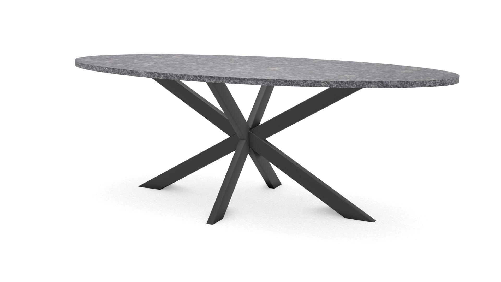 Ovale natuurstenen tafel Riga 80×40 staal