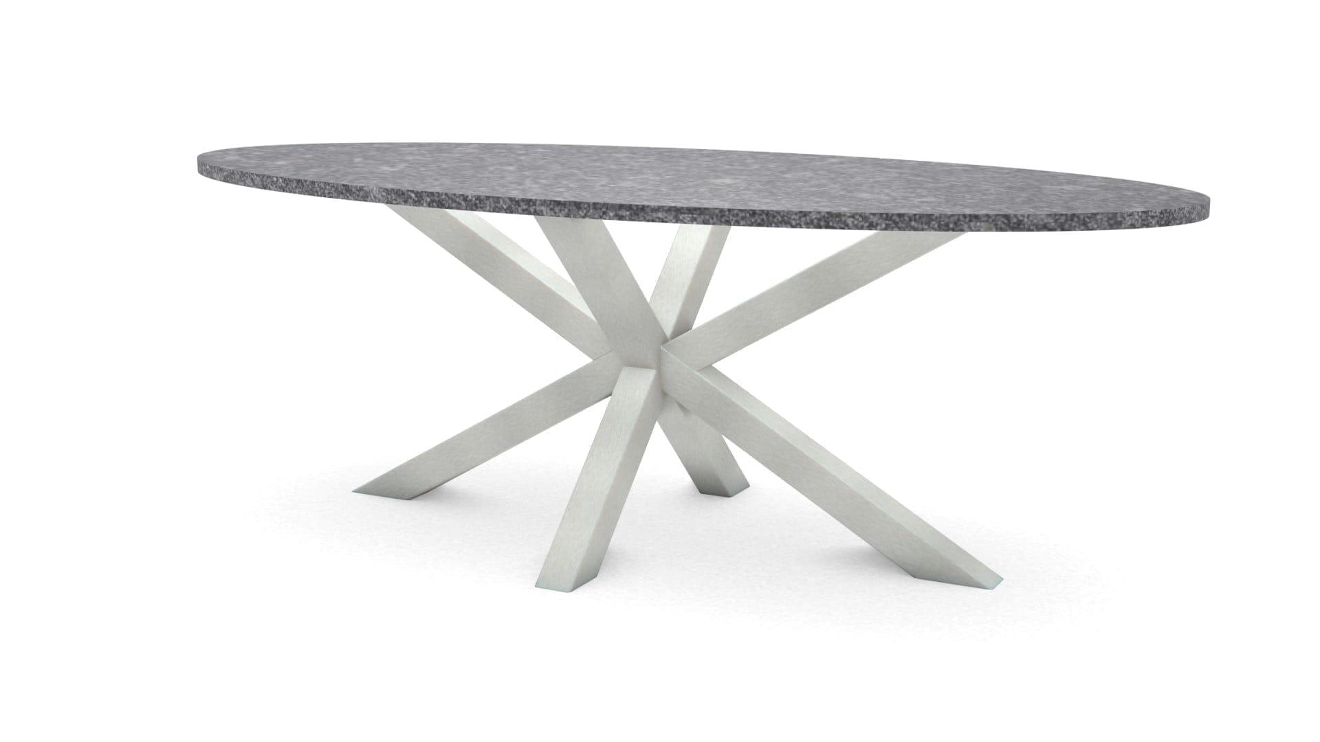 Ovale granieten tafel Riga 80×80 RVS