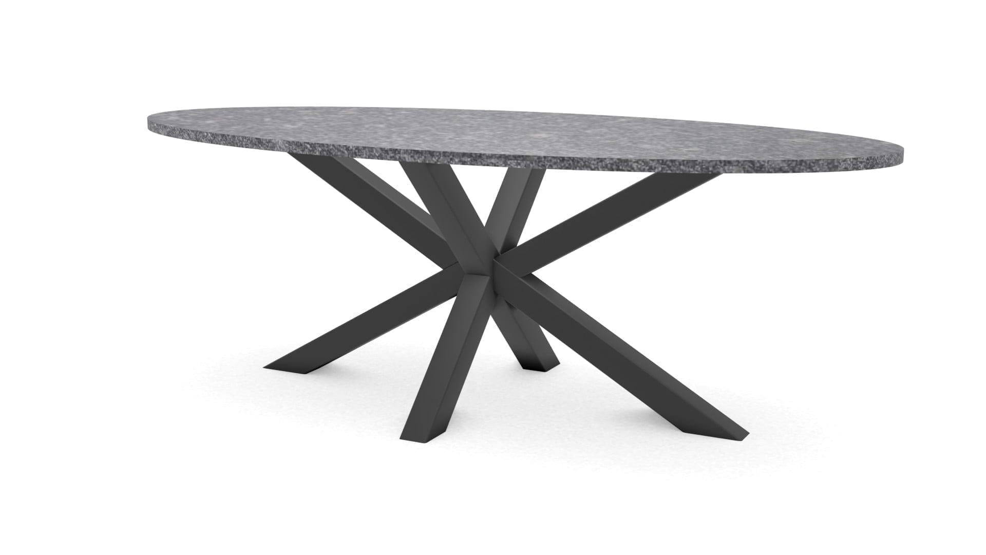 Ovale natuurstenen tafel Riga 80×80 staal