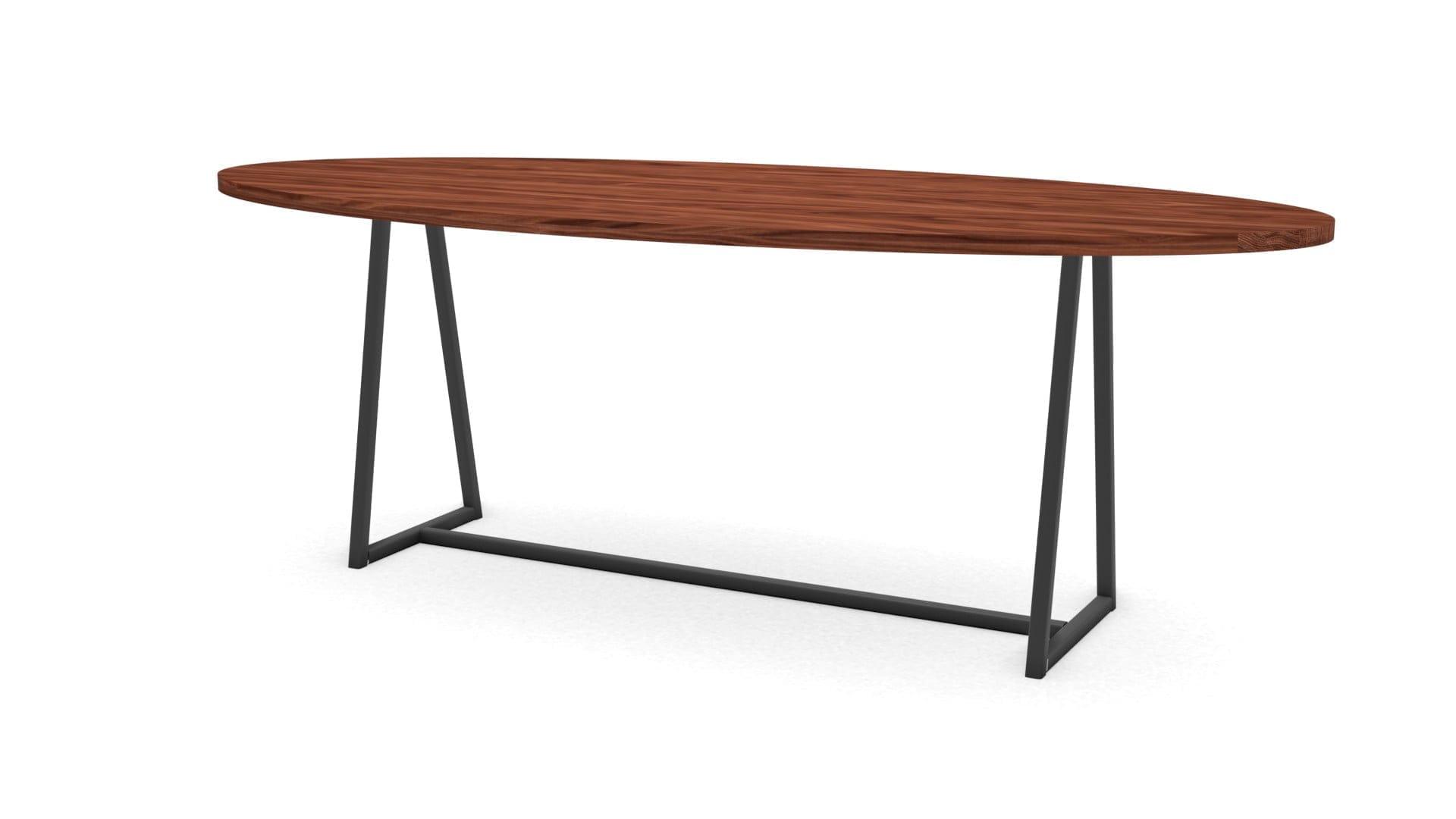 Ovale notenhouten tafel Monaco staal