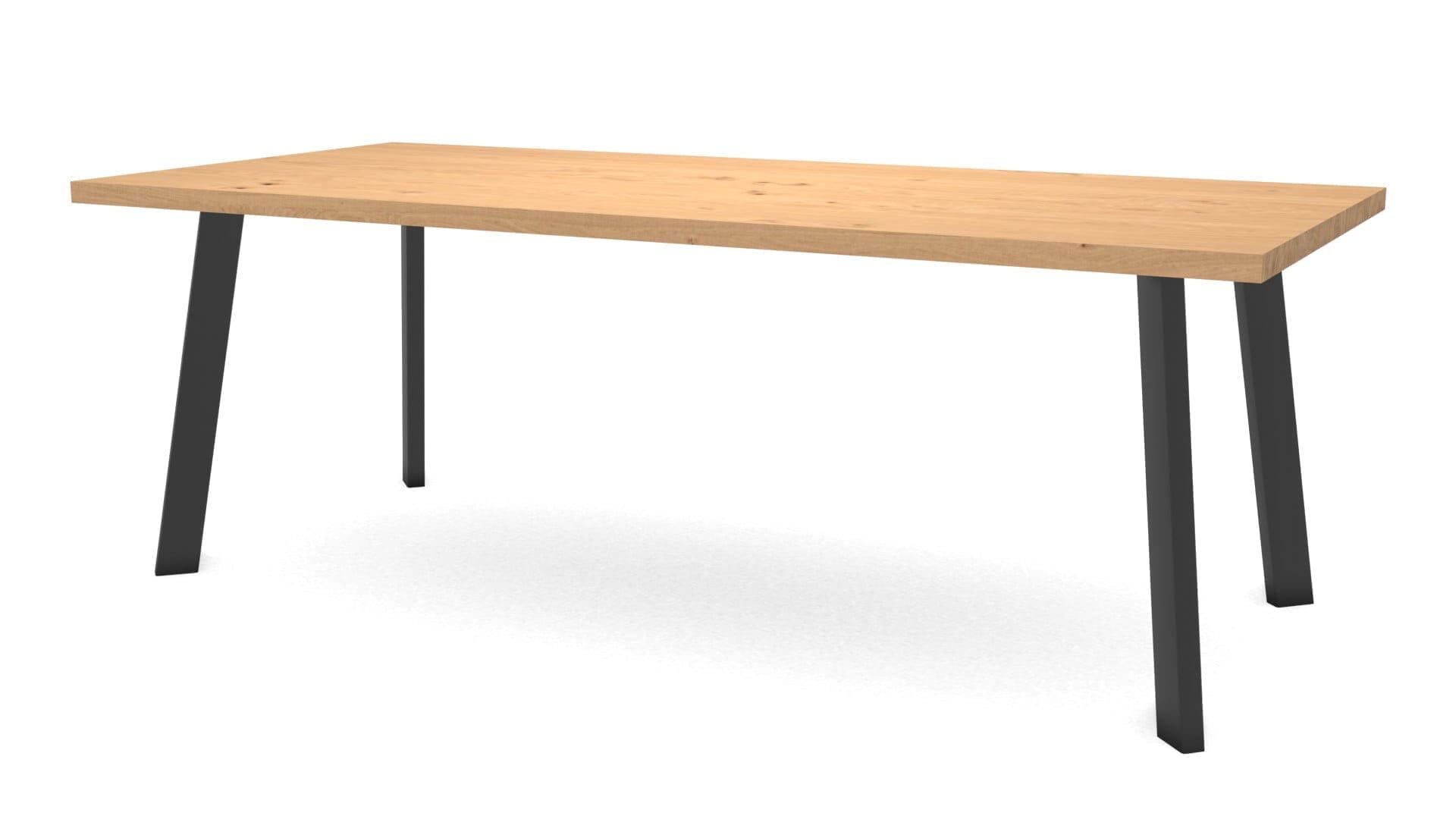 Rechthoekige eikenhouten tafel Brussel staal