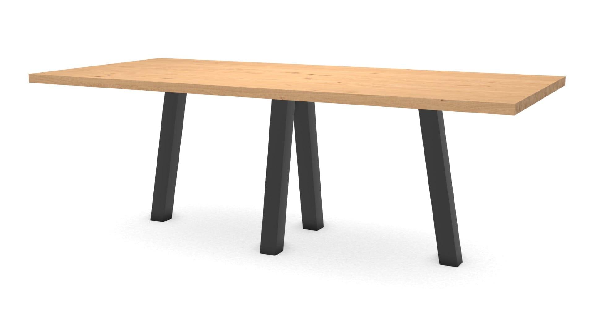 Rechthoekige eikenhouten tafel Praag staal — studio
