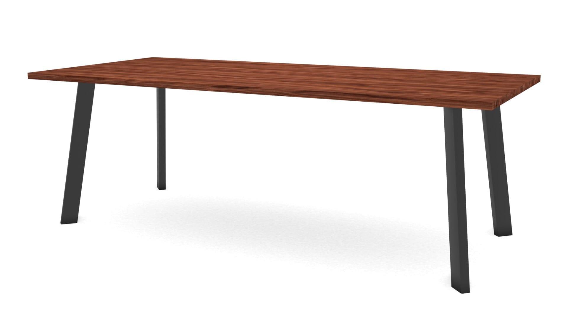 Rechthoekige notenhouten tafel Brussel staal