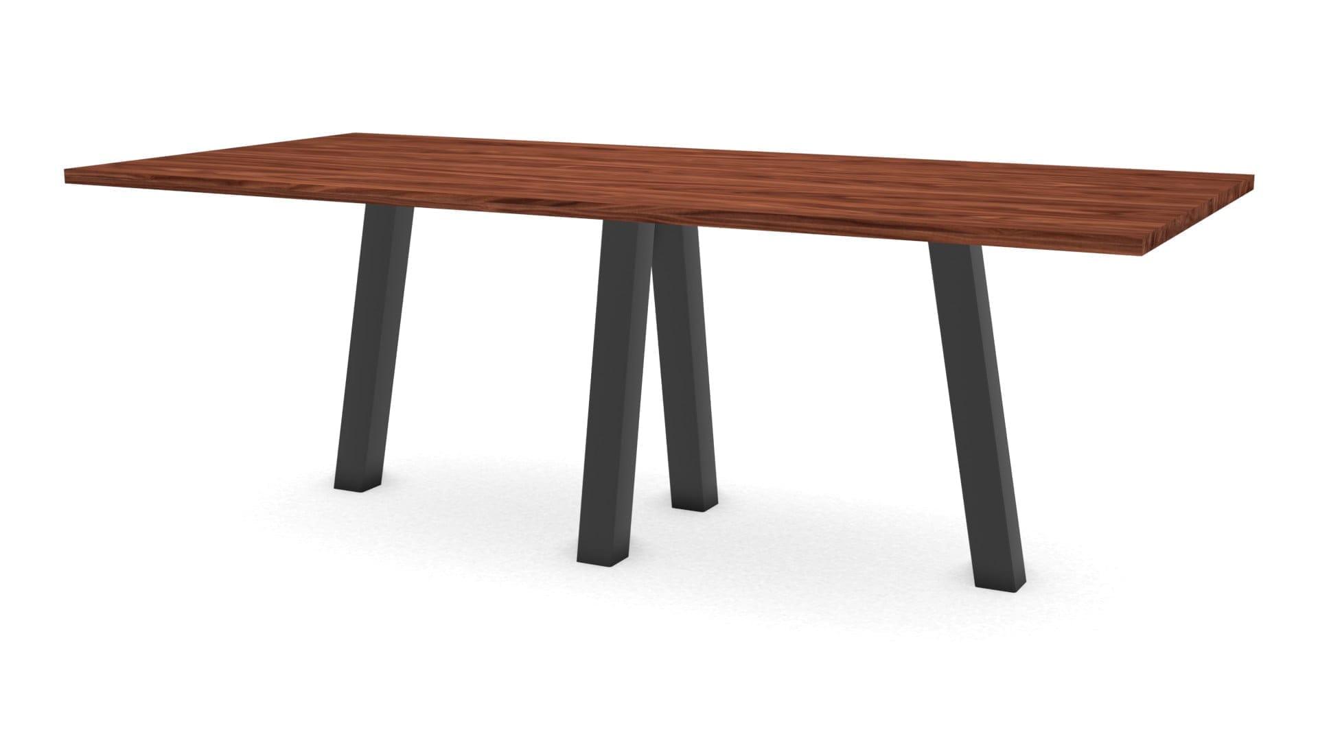 Rechthoekige notenhouten tafel Praag staal