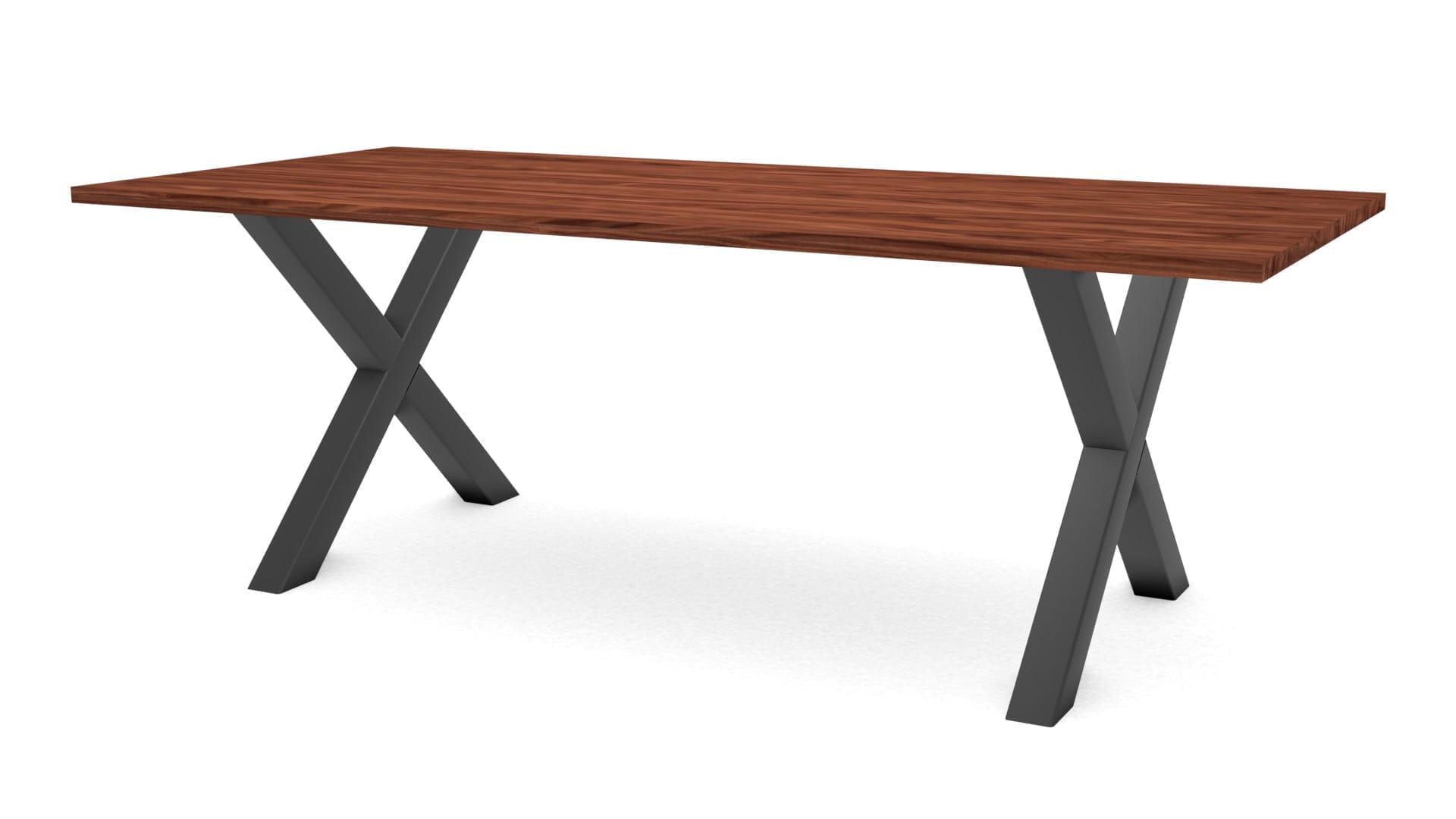 Rechthoekige notenhouten tafel Sydney staal