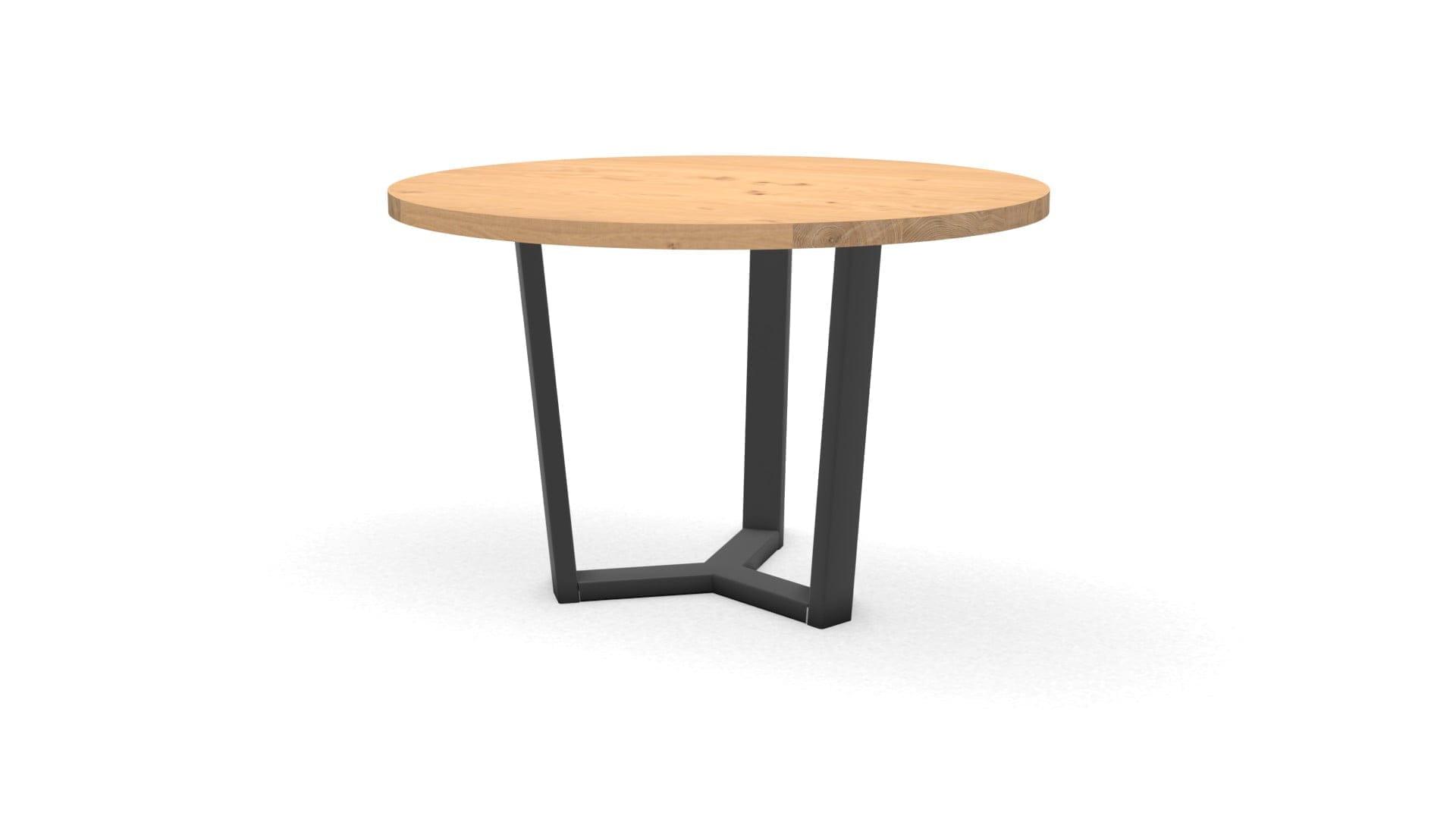 Ronde eikenhouten tafel Geneve staal